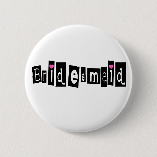 Bridesmaid (Sq Blk) Ronde Button 5,7 Cm (Voorkant)