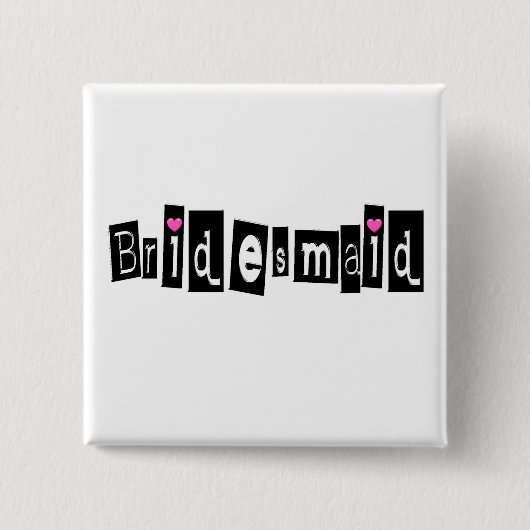Bridesmaid (Sq Blk) Vierkante Button 5,1 Cm (Voorkant)