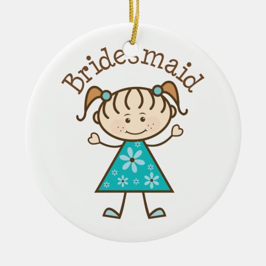 Bridesmaid Stick Girl Blue Keramisch Ornament (Voorkant)