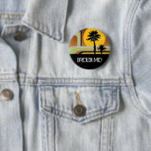 BRIDESMAID Summer Palm Trees Sunset Wedding Button (In situ)