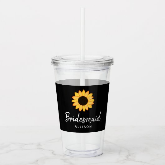 Bridesmaid Sunflower Country Weddenschap Gepersona Acryl Drinkbeker (Voorkant)