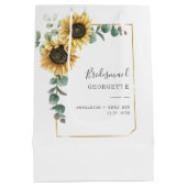Bridesmaid Sunflower Eucalyptus Floral Weddenschap Medium Cadeauzakje (Achterkant)