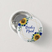 Bridesmaid Sunflower Geometric Blue Floral Ronde Button 3,2 Cm (Voorkant /achterkant)