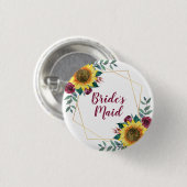 Bridesmaid Sunflower Geometric Burgundy Ronde Button 3,2 Cm (Voorkant /achterkant)