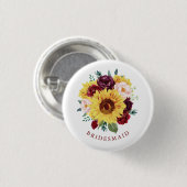 Bridesmaid Sunflower Herfst Floral Ronde Button 3,2 Cm (Voorkant /achterkant)