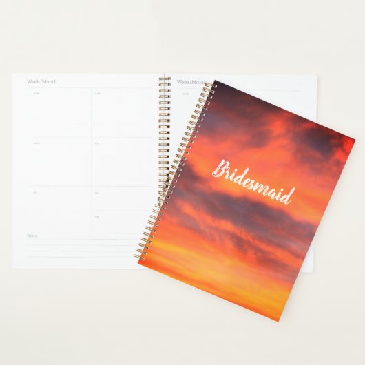 Bridesmaid Sunset Sky Oranje Abstract Gift Favor Planner (Display)