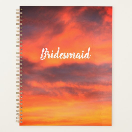 Bridesmaid Sunset Sky Oranje Abstract Gift Favor Planner (Voorkant)