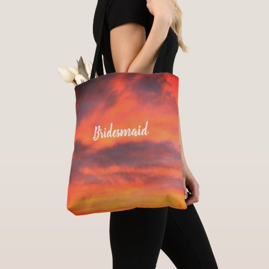 Bridesmaid Sunset Sky Oranje Abstract Gift Favor Tote Bag (Dichtbij)