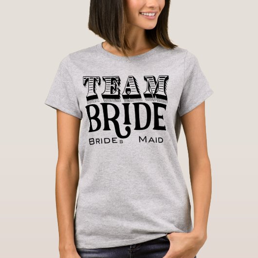 Bridesmaid Team Bride Hand Lettered Black Ink T-shirt (Voorkant)