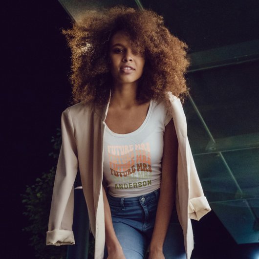 Bridesmaid terracotta green girly retro 60 simpele t-shirt