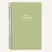 Bridesmaid Textured Grass Green Typographic Notitieboek (Voorkant)