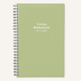 Bridesmaid Textured Grass Green Typographic Notitieboek