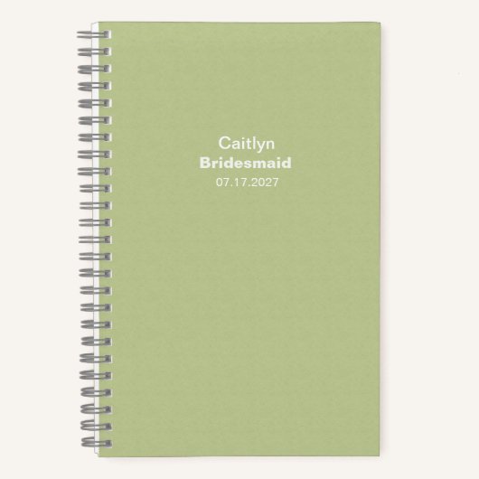 Bridesmaid Textured Grass Green Typographic Notitieboek (Voorkant)