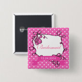Bridesmaid trouwknop vierkante button 5,1 cm (Voorkant /achterkant)