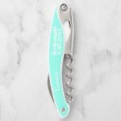 Bridesmaid Turquoise Blue Wedding Favor Kurkentrek Kurkentrekker (Achterkant)