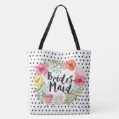 Bridesmaid Typography Waterverf Floral Wreath Tote Bag (Achterkant)