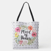 Bridesmaid Typography Waterverf Floral Wreath Tote Bag (Achterkant)