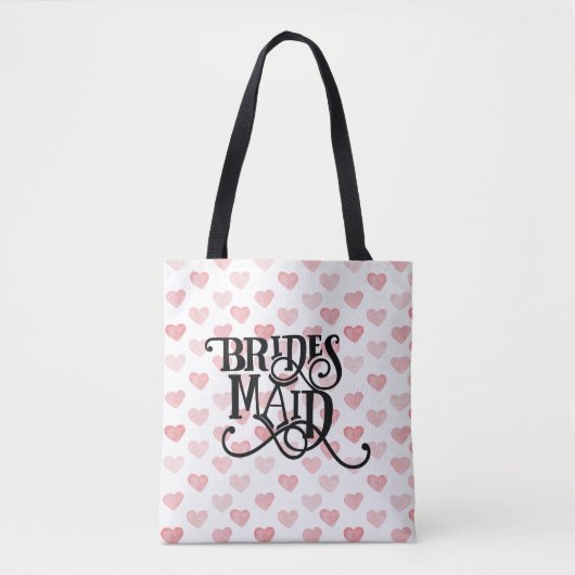 Bridesmaid Typography Waterverf Heart Pattern Tote Bag (Voorkant)