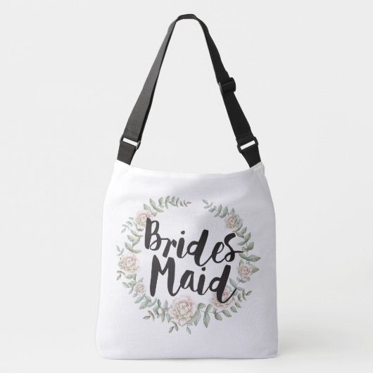 Bridesmaid Typography Waterverf Roos Wreator Crossbody Tas (Voorkant)
