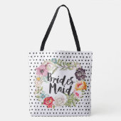 Bridesmaid Typography Waterverf Roos Wreator Tote Bag (Voorkant)