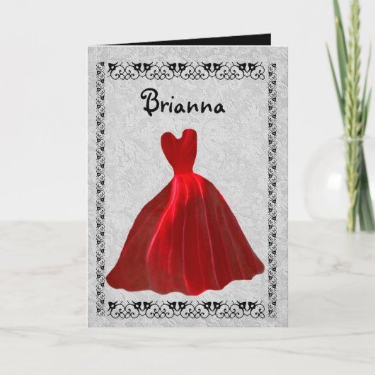 BRIDESMAID Uitnodiging - RED Velvet Gown (Voorkant)