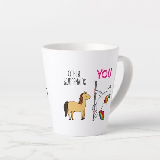 Bridesmaid Unicorn Funny Wedding Latte Mok (Rechterhoek)