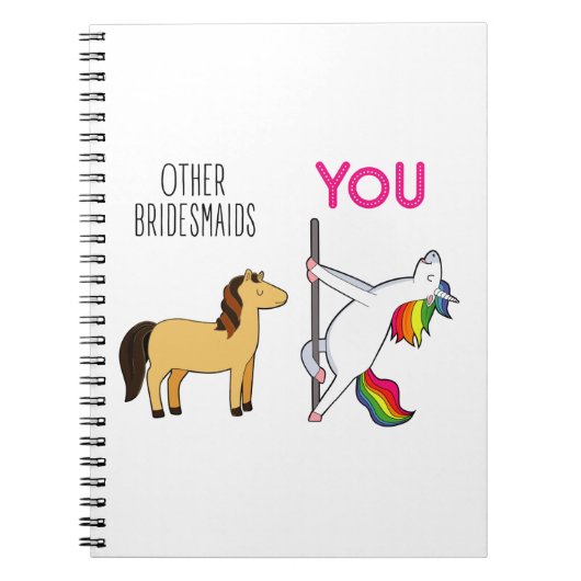Bridesmaid Unicorn Funny Wedding Notitieboek (Voorkant)