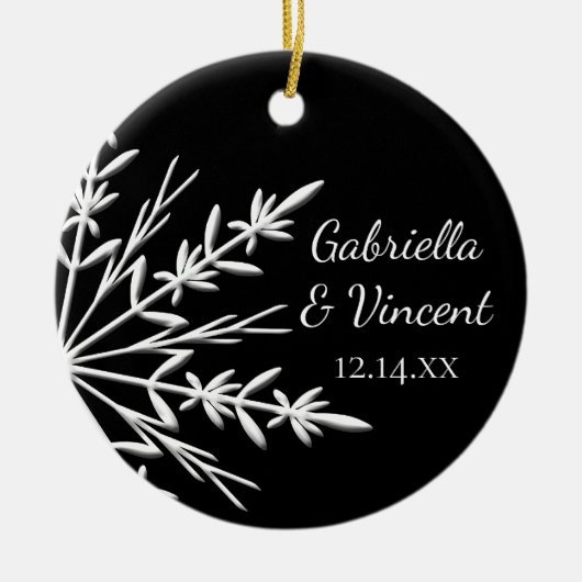 Bridesmaid van Black and White Snowflake Keramisch Ornament (Voorkant)