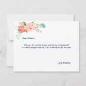 Bridesmaid van de Floral Navy Maid of Honor Card Kaart (Achterkant)