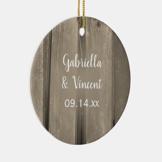 Bridesmaid van het Landschap Barn Wood Weddenschap Keramisch Ornament (Rechts)