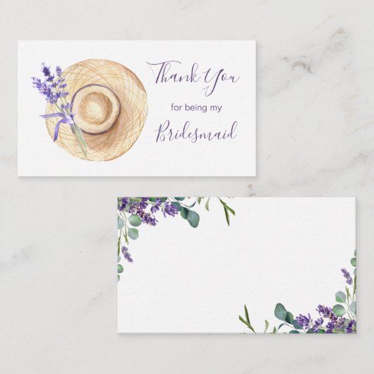 Bridesmaid van Lavender Hartelijk dank Informatiekaartje (Voorkant / Achterkant)