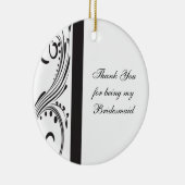 Bridesmaid van zwarte en witte zwepen Dank je Keramisch Ornament (Rechts)
