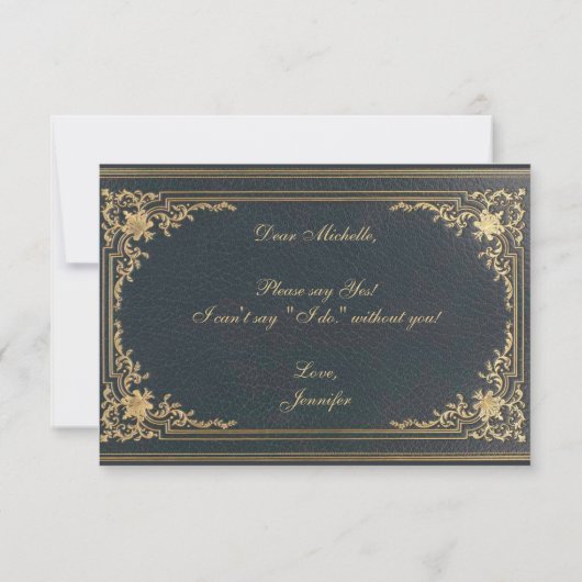 Bridesmaid-voorstel Blauwe Gold  kalligrafie (Achterkant)
