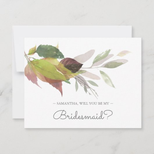 BRIDESMAID VOORSTEL Card, Autumn Greenery Kaart (Voorkant)