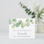 BRIDESMAID VOORSTEL Card, Greenery Eucalyptus Kaart (Staand voorkant)