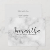 Bridesmaid-voorstel | Elegant Marble Script Kaart (Voorkant / Achterkant)