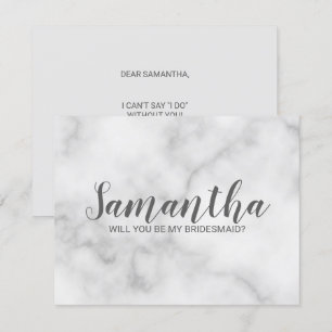 Bridesmaid-voorstel   Elegant Marble Script Kaart