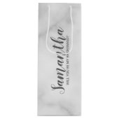 Bridesmaid-voorstel | Elegant Marble Script Wijn Cadeautas (Voorkant)