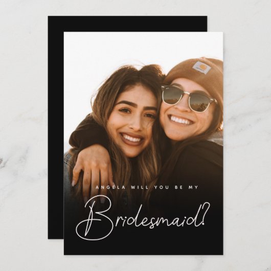 Bridesmaid voorstel fotoscript platte Kaart (Voorkant / Achterkant)