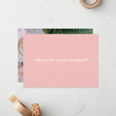 Bridesmaid-voorstel in Blush met foto op achterzij Notitiekaartje (Voorkant / Achterkant in situ)