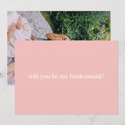 Bridesmaid-voorstel in Blush met foto op achterzij Notitiekaartje (Voorkant / Achterkant)