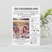 Bridesmaid voorstel krant + Bridesmaid info kaart (Staand voorkant)