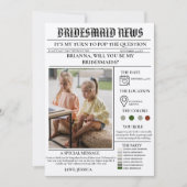 Bridesmaid voorstel krant + Bridesmaid info kaart (Voorkant)