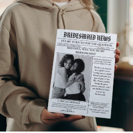 Bridesmaid voorstel krant + Bridesmaid info kaart