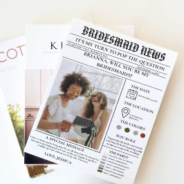 Bridesmaid voorstel krant + Bridesmaid info kaart
