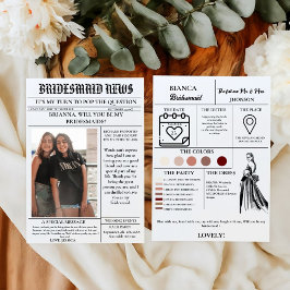 Bridesmaid voorstel krant + Bridesmaid info kaart