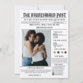 Bridesmaid voorstel krant + Bridesmaid info kaart (Voorkant)