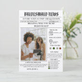 Bridesmaid voorstel krant + Bridesmaid info kaart (Staand voorkant)