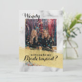 Bridesmaid-voorstel Marmer Achtergrond Faux Gold Kaart (Staand voorkant)