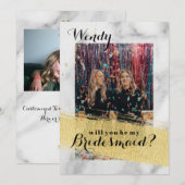 Bridesmaid-voorstel Marmer Achtergrond Faux Gold Kaart (Voorkant / Achterkant)